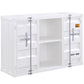 Industrial Metal Server With 2 Door Cabinet And 2 Open Shelves, White By Benzara | Cabinets |  Modishstore 