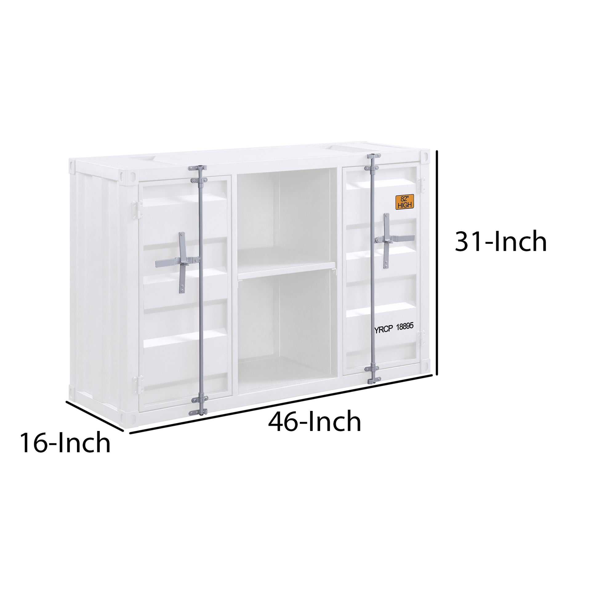 Industrial Metal Server With 2 Door Cabinet And 2 Open Shelves, White By Benzara | Cabinets |  Modishstore  - 6