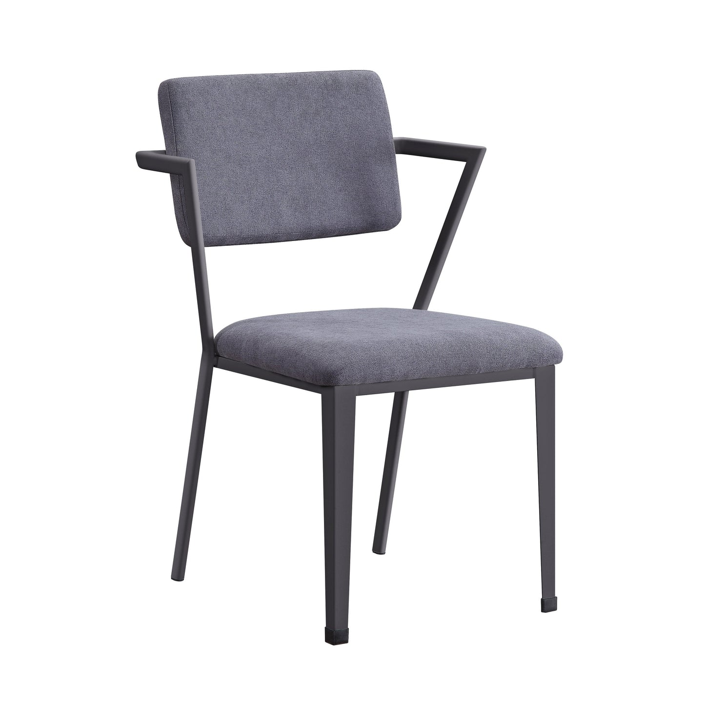Fabric Upholstered Metal Dining Chair, Set Of 2, Gray And Black By Benzara | Dining Chairs |  Modishstore 