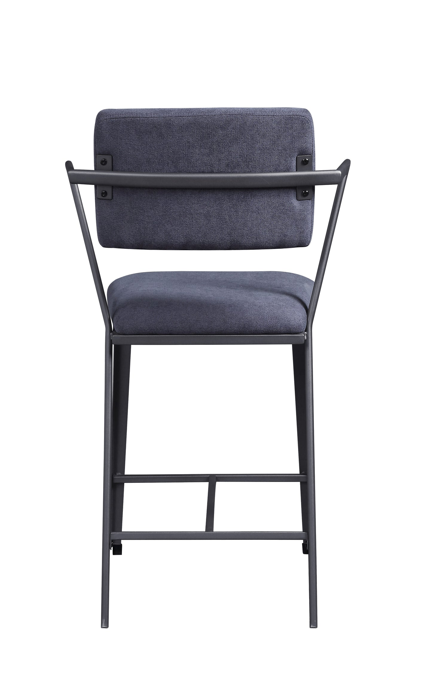 Fabric Upholstered Metal Counter Height Chair, Set Of 2,Gray And Black By Benzara | Bar Stools & Tables | Modishstore - 3