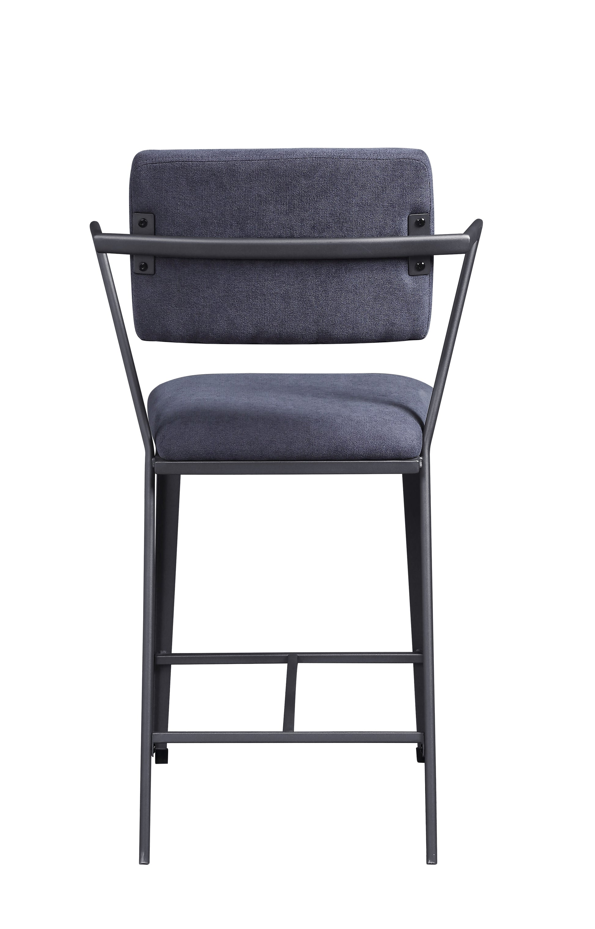 Fabric Upholstered Metal Counter Height Chair, Set Of 2,Gray And Black By Benzara | Bar Stools & Tables | Modishstore - 3