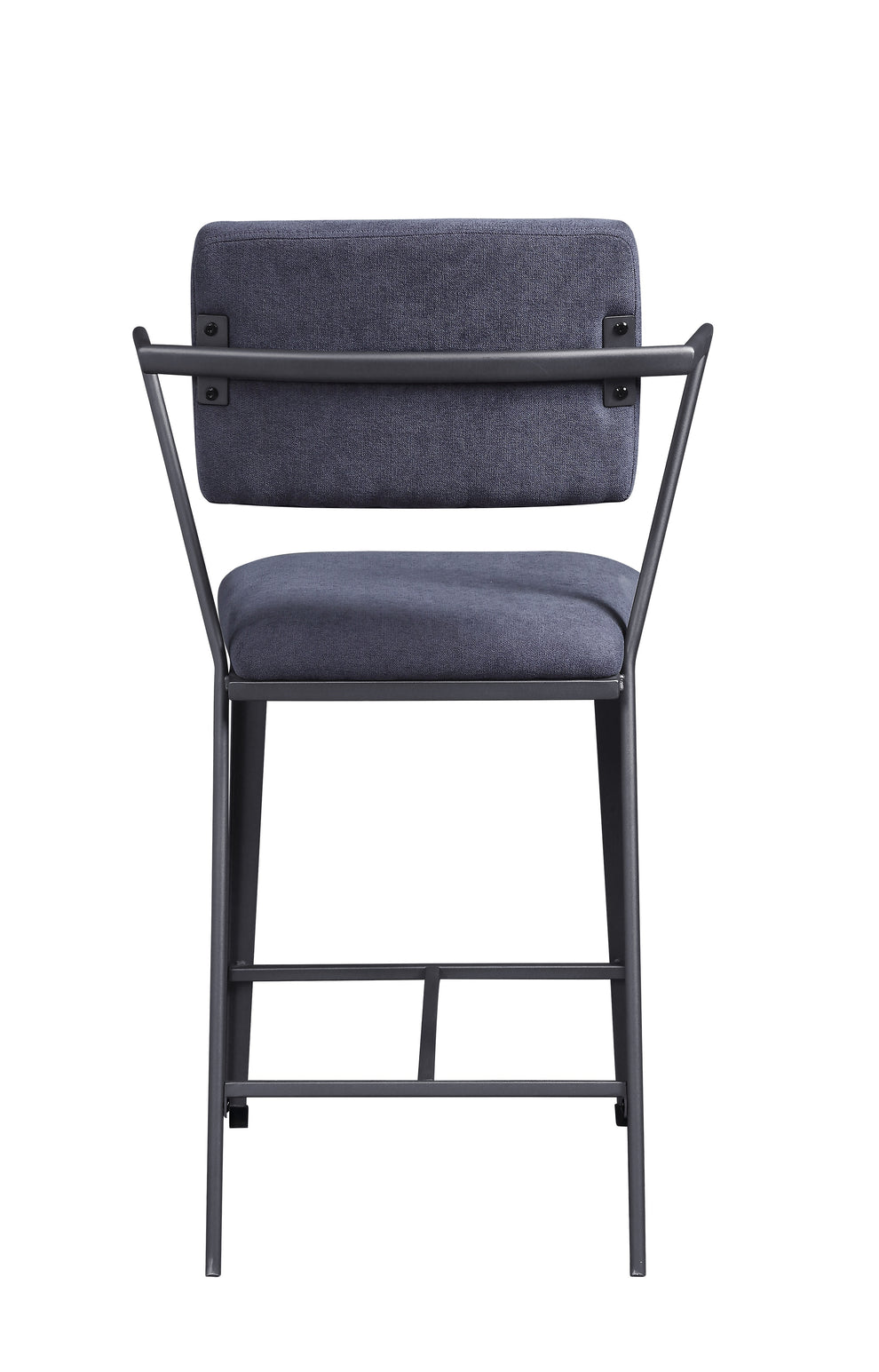 Fabric Upholstered Metal Counter Height Chair, Set Of 2,Gray And Black By Benzara | Bar Stools & Tables | Modishstore - 3