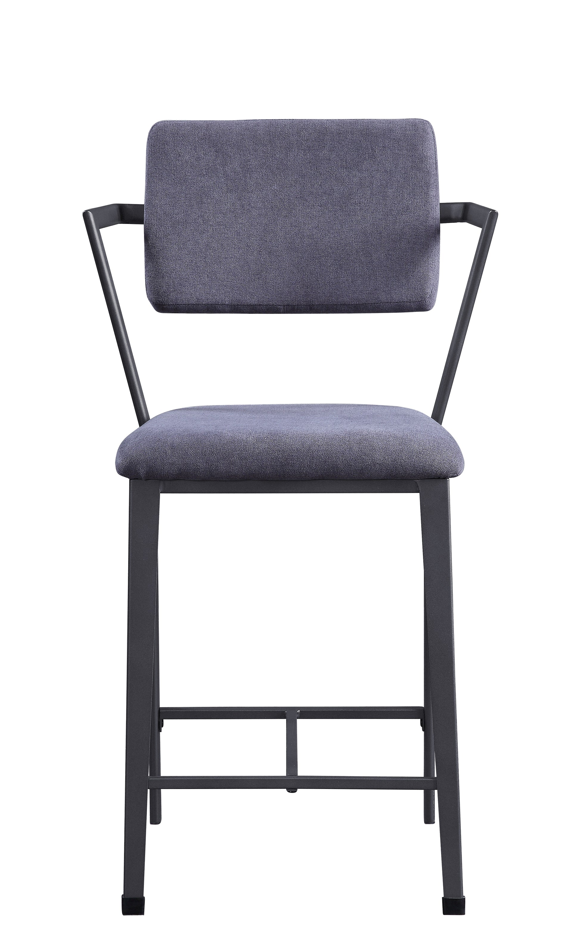 Fabric Upholstered Metal Counter Height Chair, Set Of 2,Gray And Black By Benzara | Bar Stools & Tables | Modishstore - 5