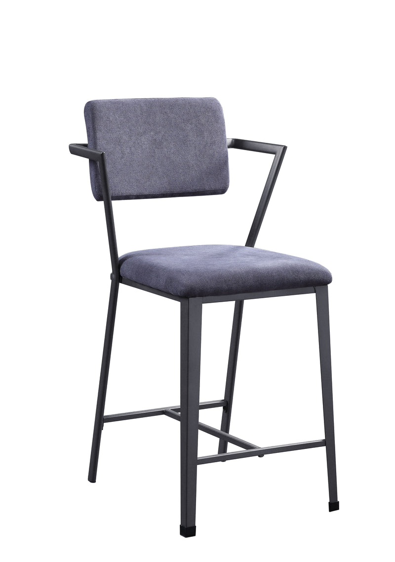 Fabric Upholstered Metal Counter Height Chair, Set Of 2,Gray And Black By Benzara | Bar Stools & Tables | Modishstore