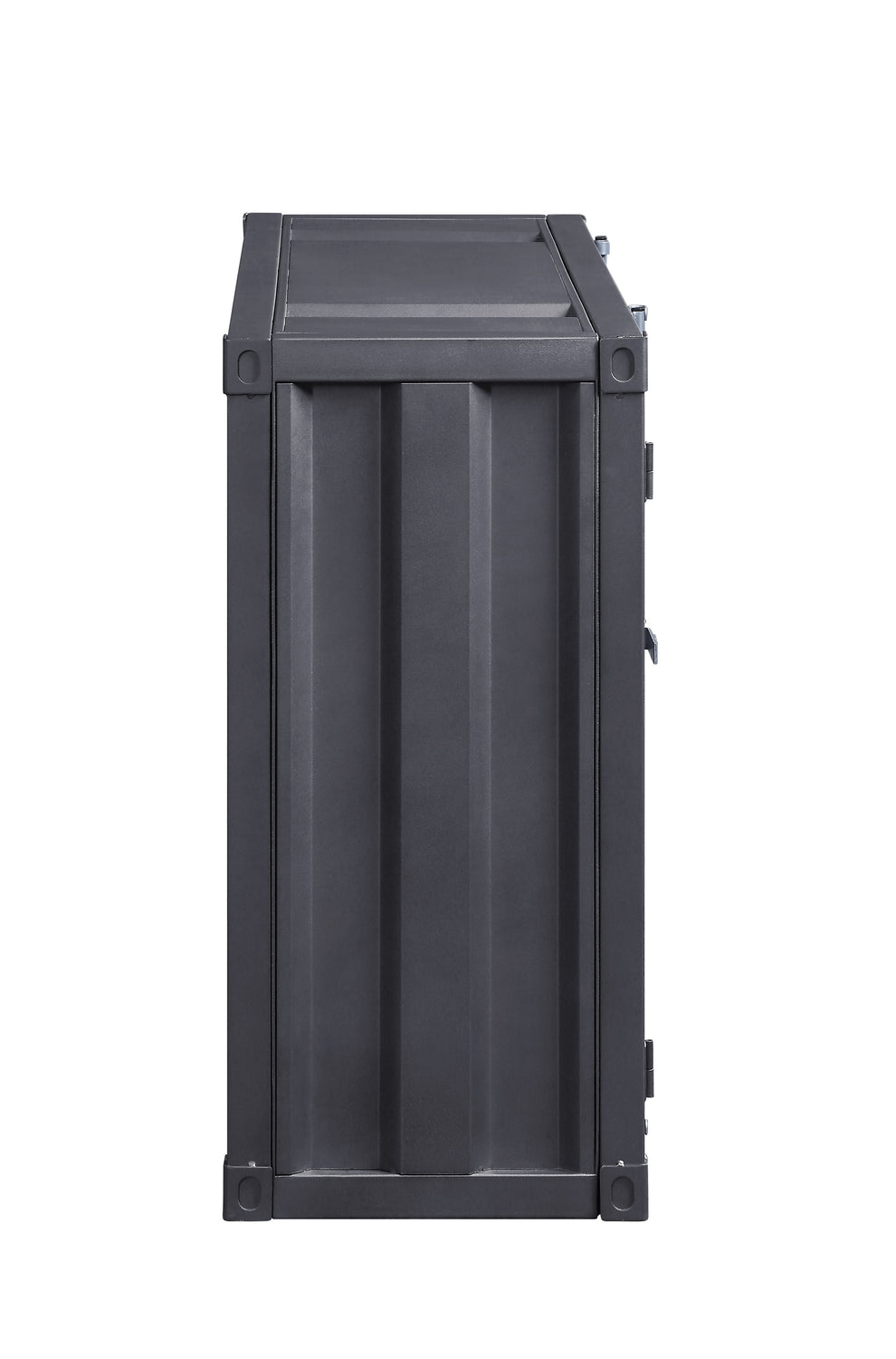 Industrial Metal Server With 2 Door Cabinet And 2 Open Shelves, Gray By Benzara | Cabinets |  Modishstore  - 2
