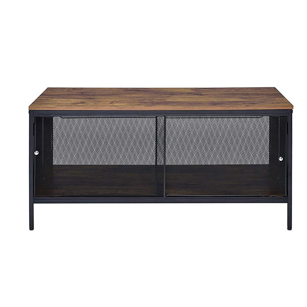 Metal Coffee Table With 1 Bottom Shelf And Mesh Design, Brown And Gray By Benzara | Coffee Tables |  Modishstore  - 3