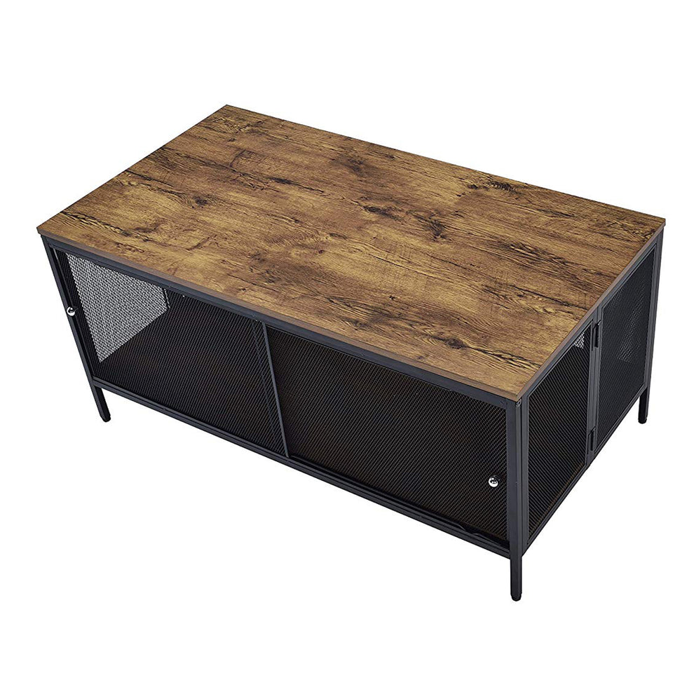 Metal Coffee Table With 1 Bottom Shelf And Mesh Design, Brown And Gray By Benzara | Coffee Tables |  Modishstore  - 5