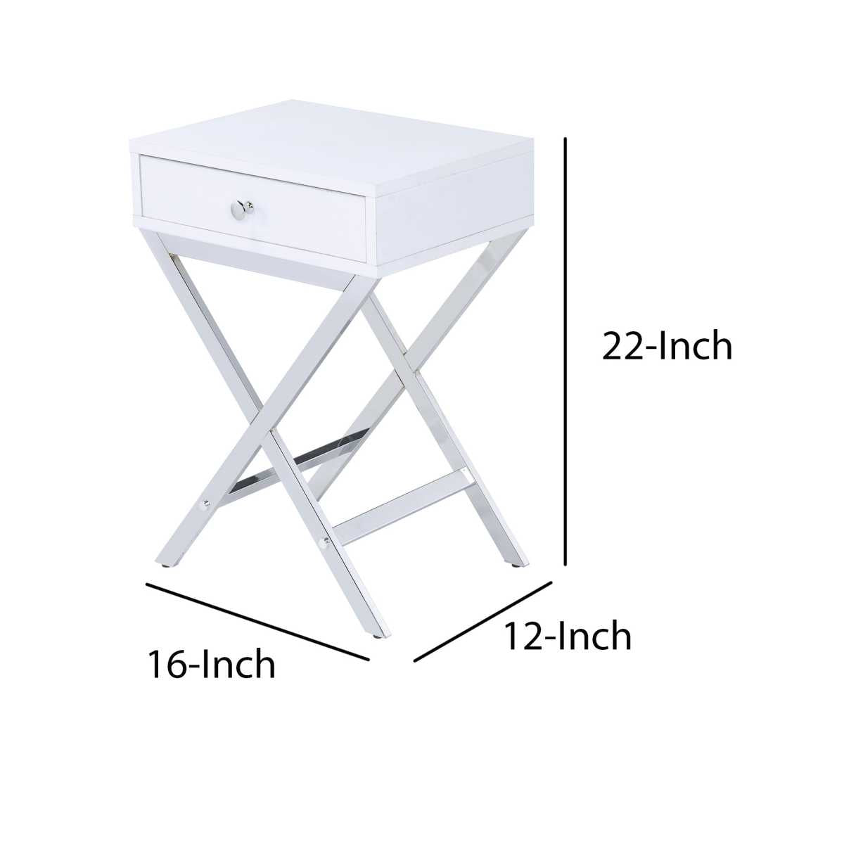 Wood And Metal Side Table With Crossed Base, White And Silver By Benzara | Side Tables |  Modishstore  - 2