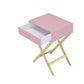 Wood And Metal Side Table With Crossed Base, Pink And Gold By Benzara | Side Tables |  Modishstore  - 4