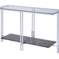 Glass Top Metal Sofa Table With Marble Bottom Shelf, Silver And Clear By Benzara | Coffee Tables |  Modishstore 