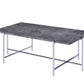 Marble Top Coffee Table With Trestle Base , Gray And Silver By Benzara | Coffee Tables |  Modishstore 