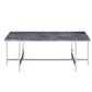 Marble Top Coffee Table With Trestle Base , Gray And Silver By Benzara | Coffee Tables |  Modishstore  - 3