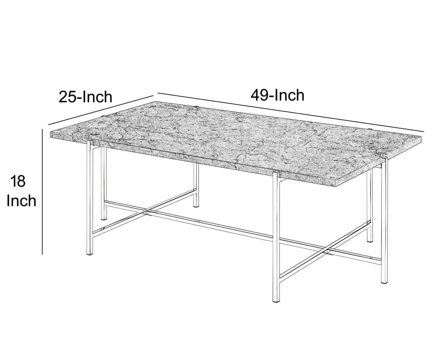 Marble Top Coffee Table With Trestle Base , Gray And Silver By Benzara | Coffee Tables |  Modishstore  - 2