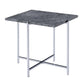 Contemporary Marble Top End Table With Trestle Base , Gray And Silver By Benzara | Side Tables |  Modishstore 