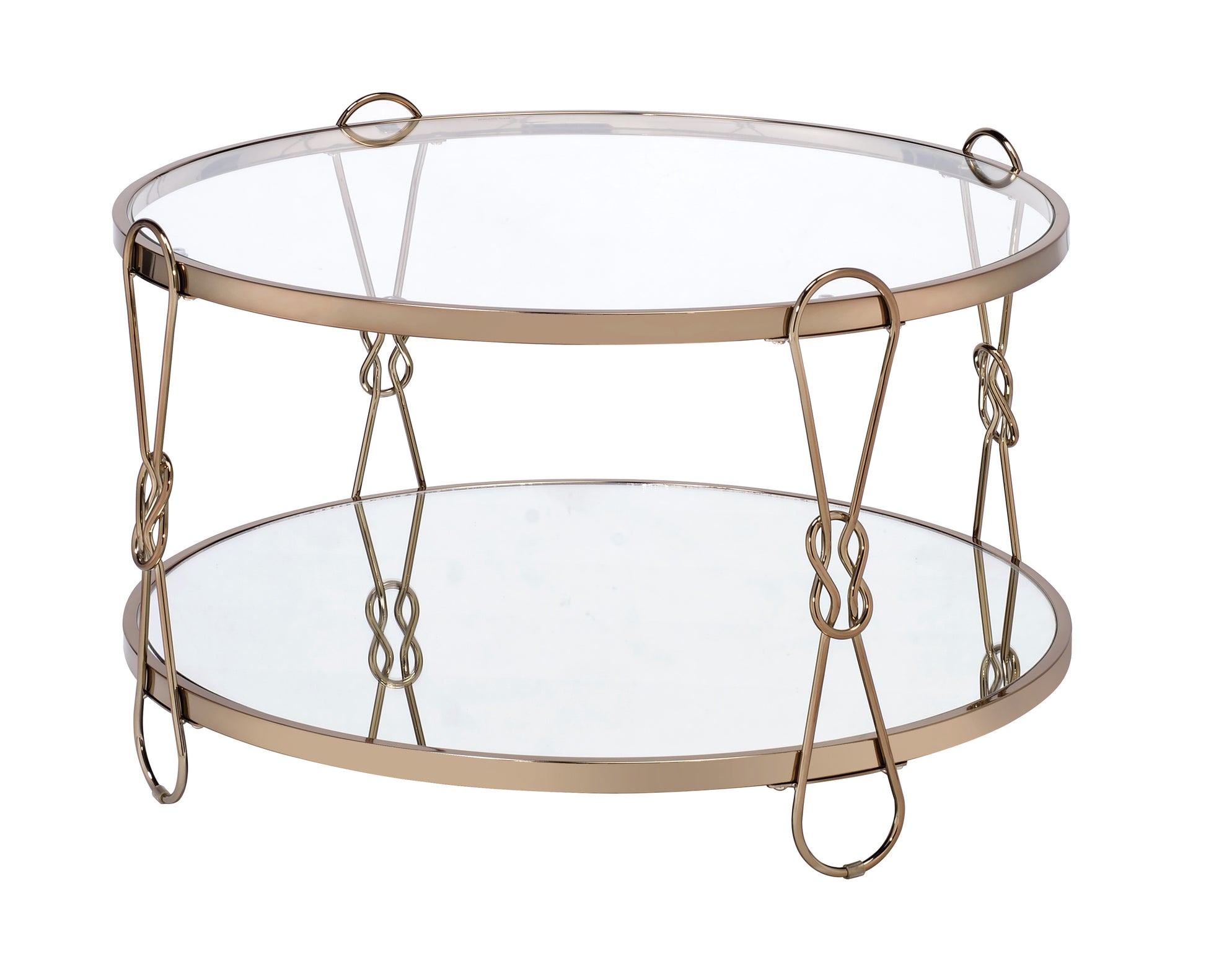 Metal Coffee Table With Glass Top And 1 Bottom Shelf,Gold And Clear By Benzara | Coffee Tables |  Modishstore 