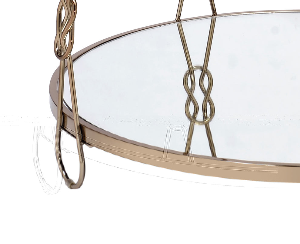 Metal Coffee Table With Glass Top And 1 Bottom Shelf,Gold And Clear By Benzara | Coffee Tables |  Modishstore  - 5