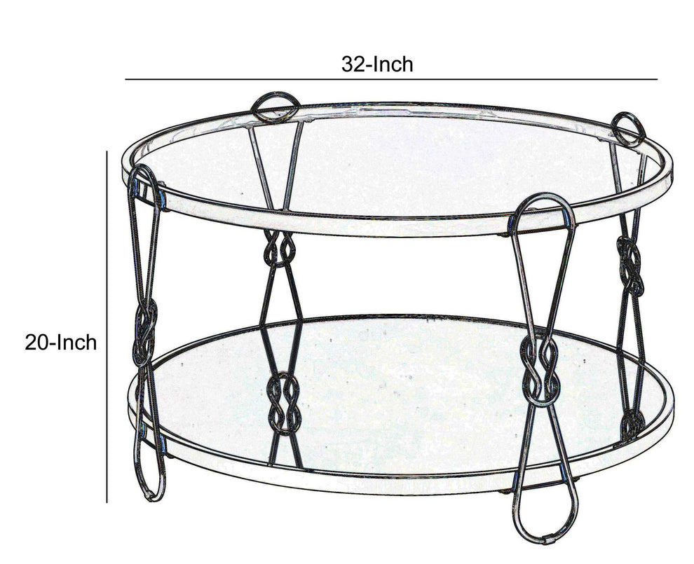 Metal Coffee Table With Glass Top And 1 Bottom Shelf,Gold And Clear By Benzara | Coffee Tables |  Modishstore  - 2