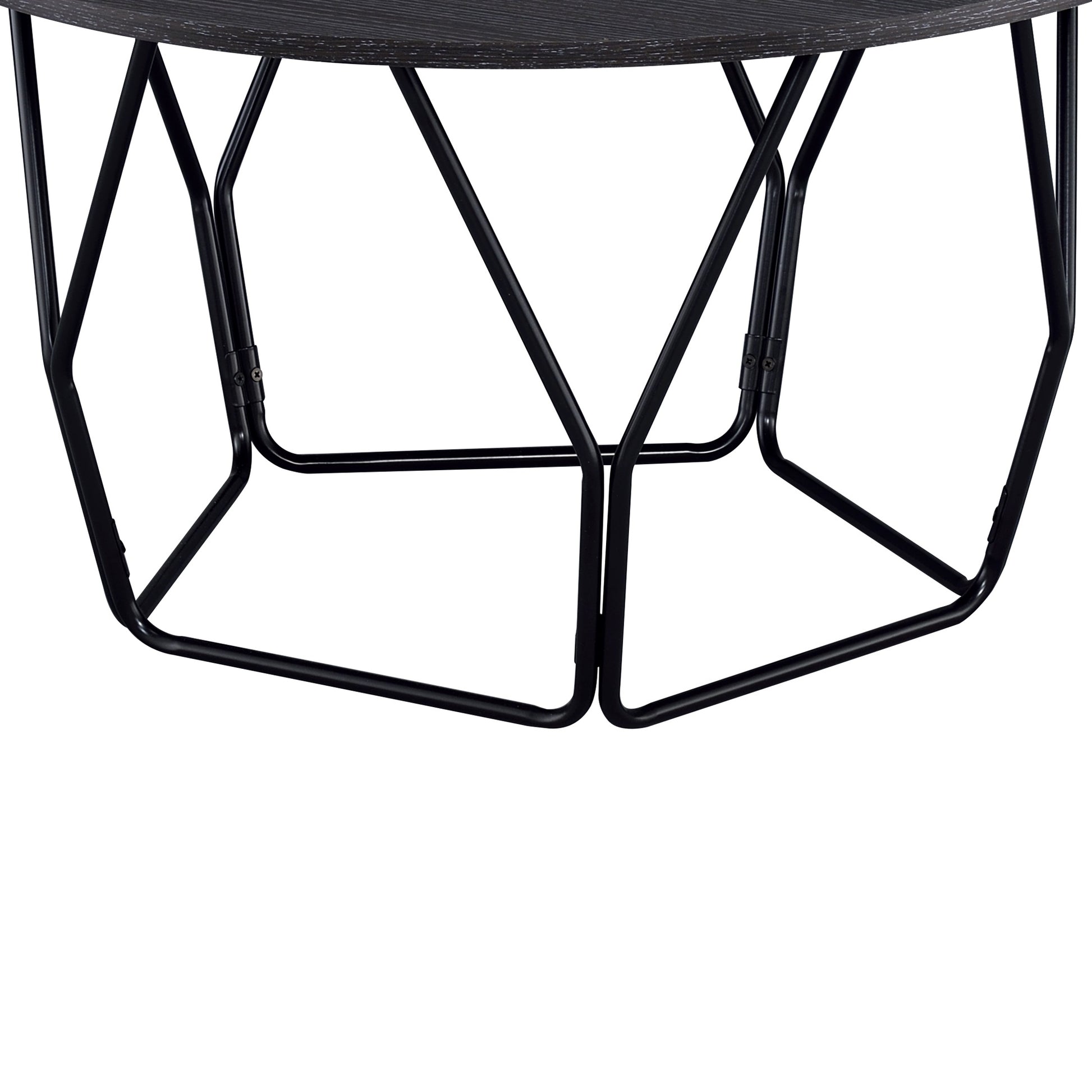 Industrial Round Top Wooden Coffee Table With Geometric Base, Black By Benzara | Coffee Tables |  Modishstore  - 5