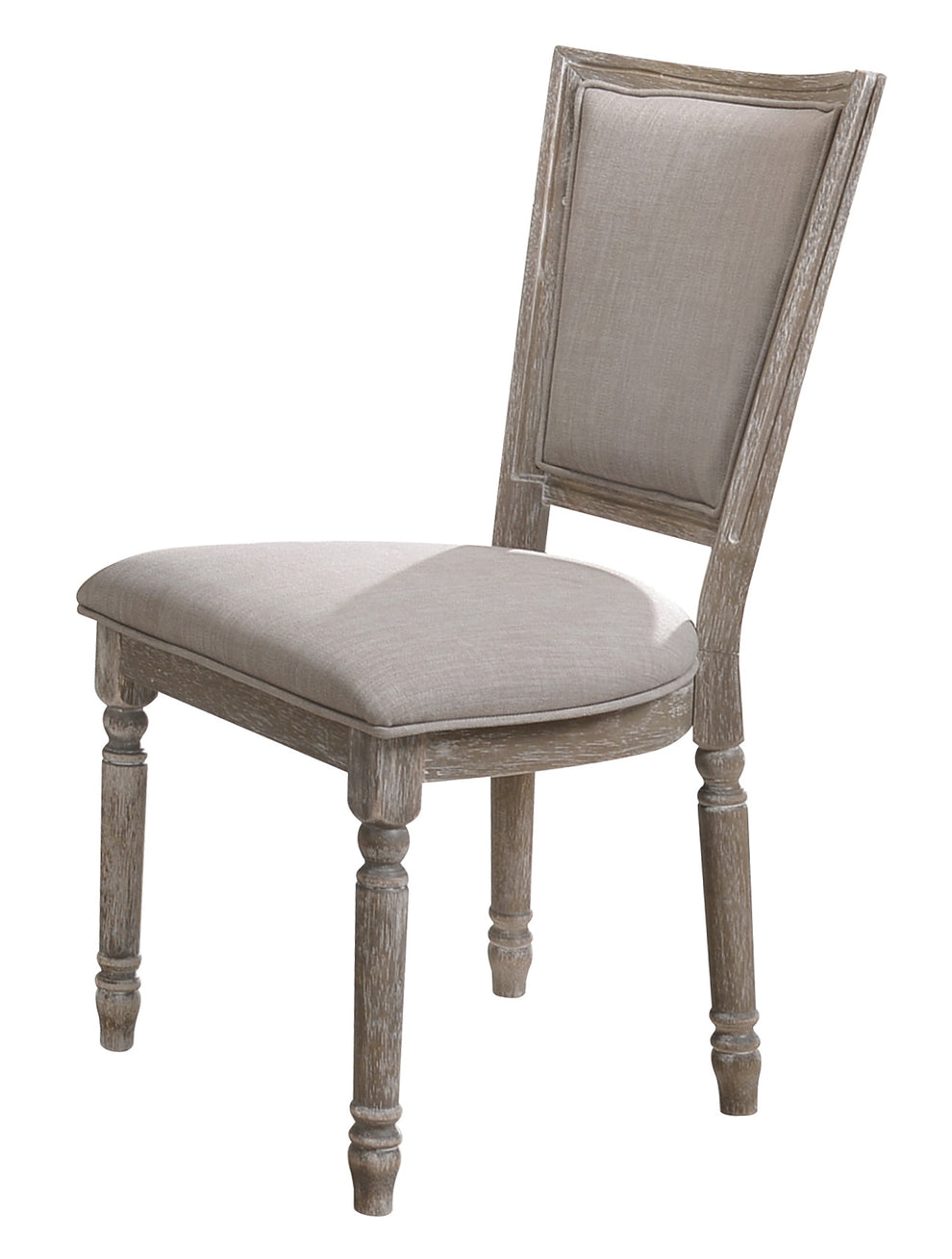Wooden Chair With Fabric Upholstered Seating, Set Of 2, Gray And Brown By Benzara | Accent Chairs |  Modishstore  - 2