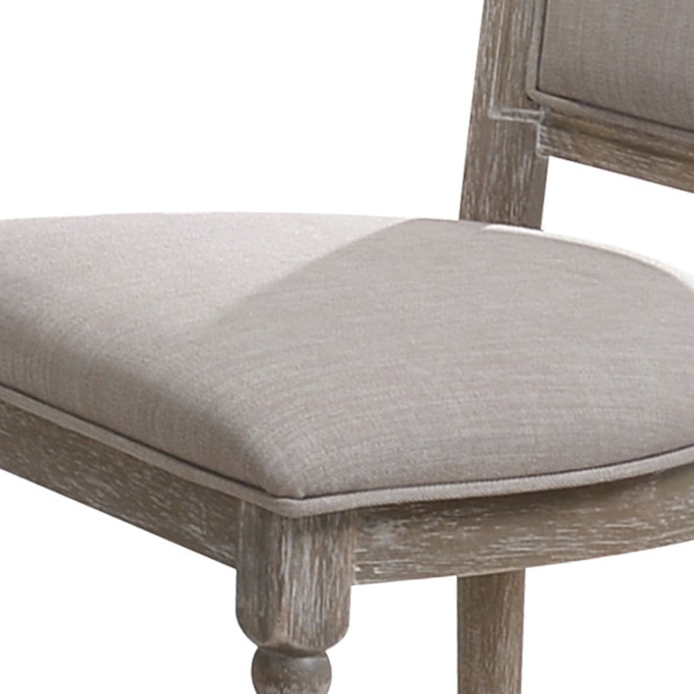 Wooden Chair With Fabric Upholstered Seating, Set Of 2, Gray And Brown By Benzara | Accent Chairs |  Modishstore  - 3