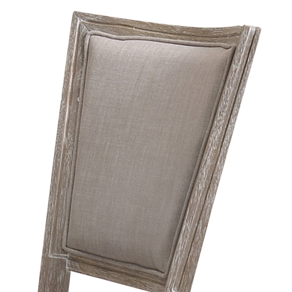 Wooden Chair With Fabric Upholstered Seating, Set Of 2, Gray And Brown By Benzara | Accent Chairs |  Modishstore  - 4