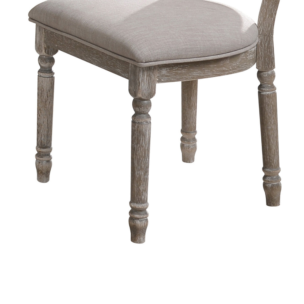 Wooden Chair With Fabric Upholstered Seating, Set Of 2, Gray And Brown By Benzara | Accent Chairs |  Modishstore  - 5