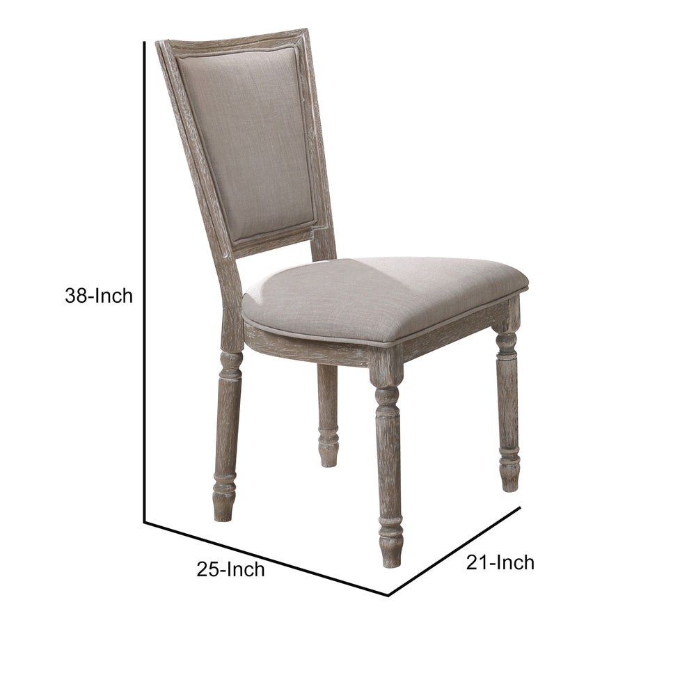 Wooden Chair With Fabric Upholstered Seating, Set Of 2, Gray And Brown By Benzara | Accent Chairs |  Modishstore  - 6