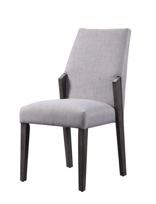 Wood And Fabric Upholstered Dining Chairs, Set Of 2, Gray And Black By Benzara | Dining Chairs |  Modishstore 