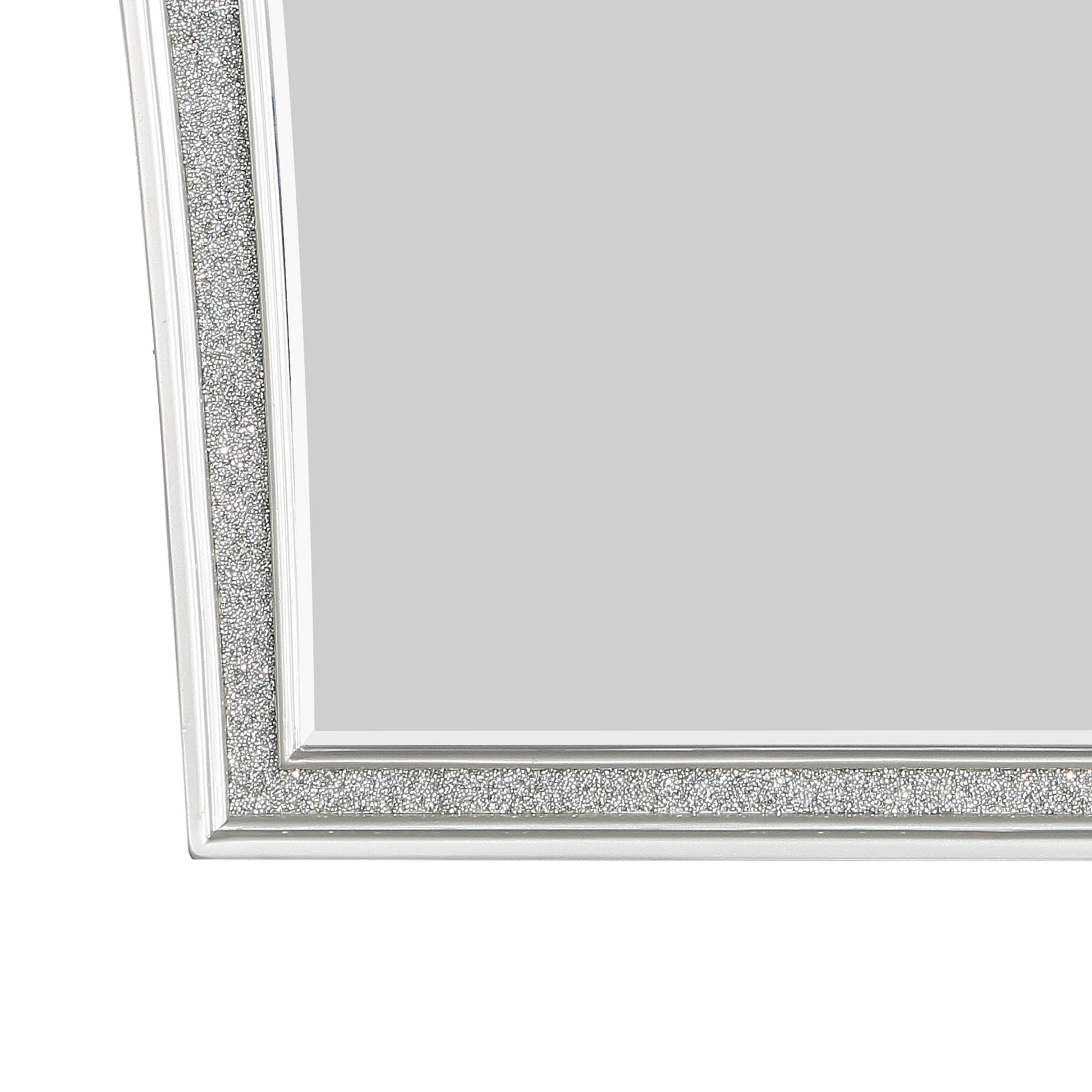 Modern Style Wooden Decorative Mirror With Rhinestone Inlays, Silver By Benzara | Mirrors |  Modishstore  - 5