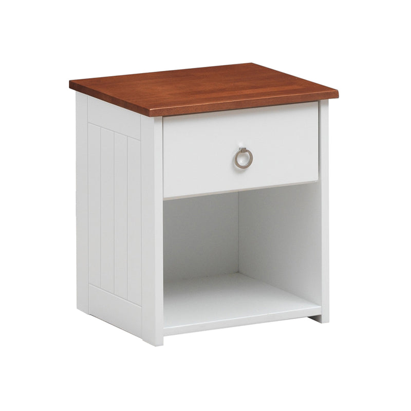 Nautical Wooden Nightstand With Open Compartment, Brown And White By Benzara | Nightstands |  Modishstore 
