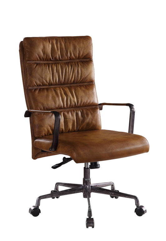Faux Leather Upholstered Wooden Office Chair With 5 Star Base, Brown By Benzara | Office Chairs | Modishstore