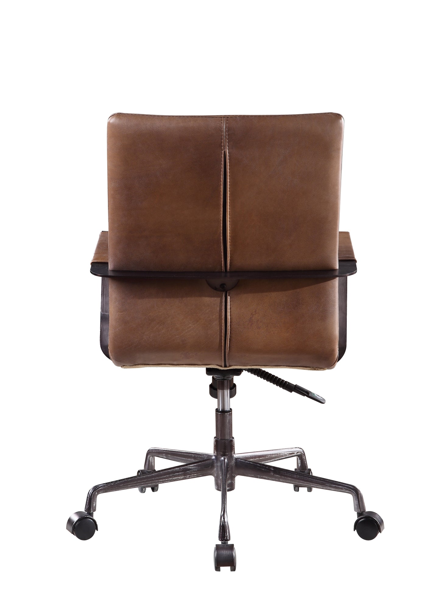 5 Star Base Faux Leather Upholstered Wooden Office Chair , Brown By Benzara | Office Chairs | Modishstore - 5