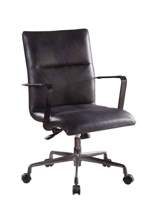5 Star Base Faux Leather Upholstered Wooden Office Chair, Black By Benzara | Office Chairs | Modishstore