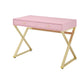 Wooden Rectangular Desk With Storage And X Shaped Legs, Pink And Gold By Benzara | Desks |  Modishstore 