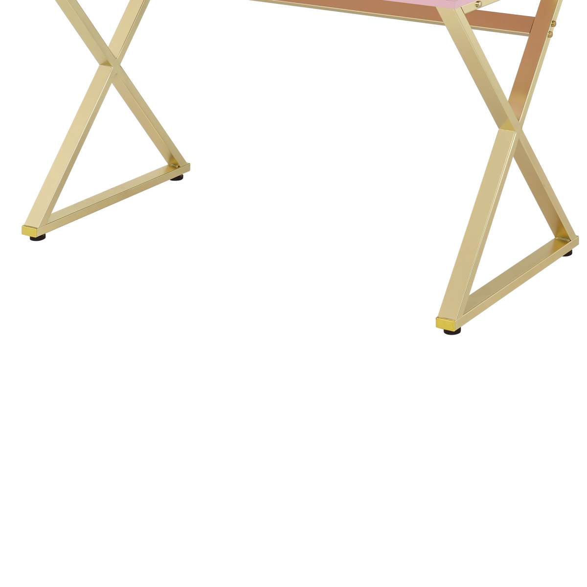 Wooden Rectangular Desk With Storage And X Shaped Legs, Pink And Gold By Benzara | Desks |  Modishstore  - 5