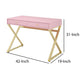 Wooden Rectangular Desk With Storage And X Shaped Legs, Pink And Gold By Benzara | Desks |  Modishstore  - 6