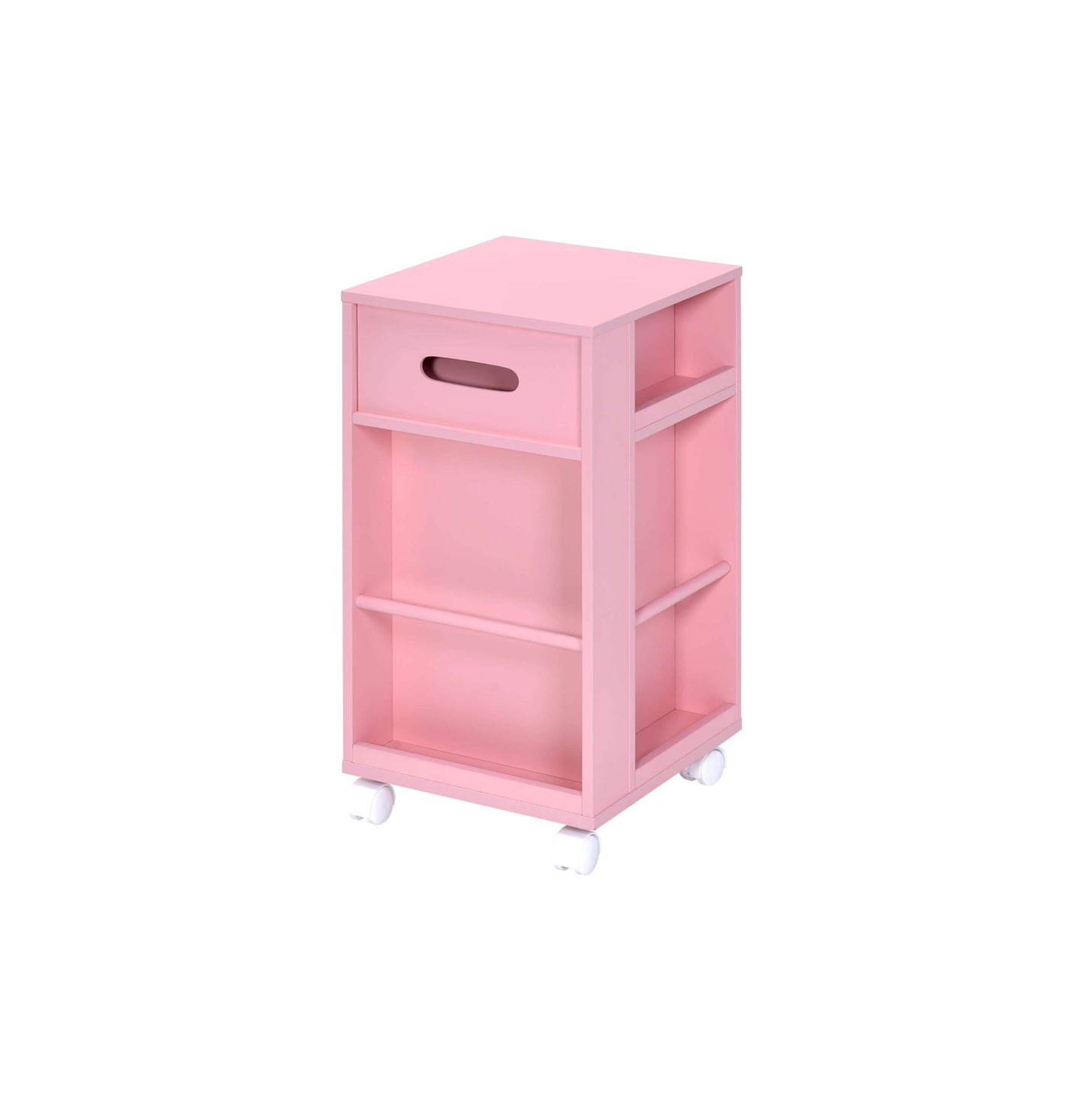 Wooden Storage Cart With 3 Drawers And 2 Open Shelves, Pink By Benzara | Bar Carts |  Modishstore  - 5