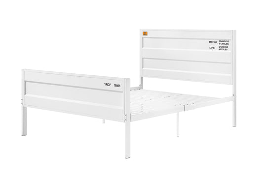 Industrial Style Metal Full Size Bed With Straight Leg Support, White By Benzara | Beds |  Modishstore 