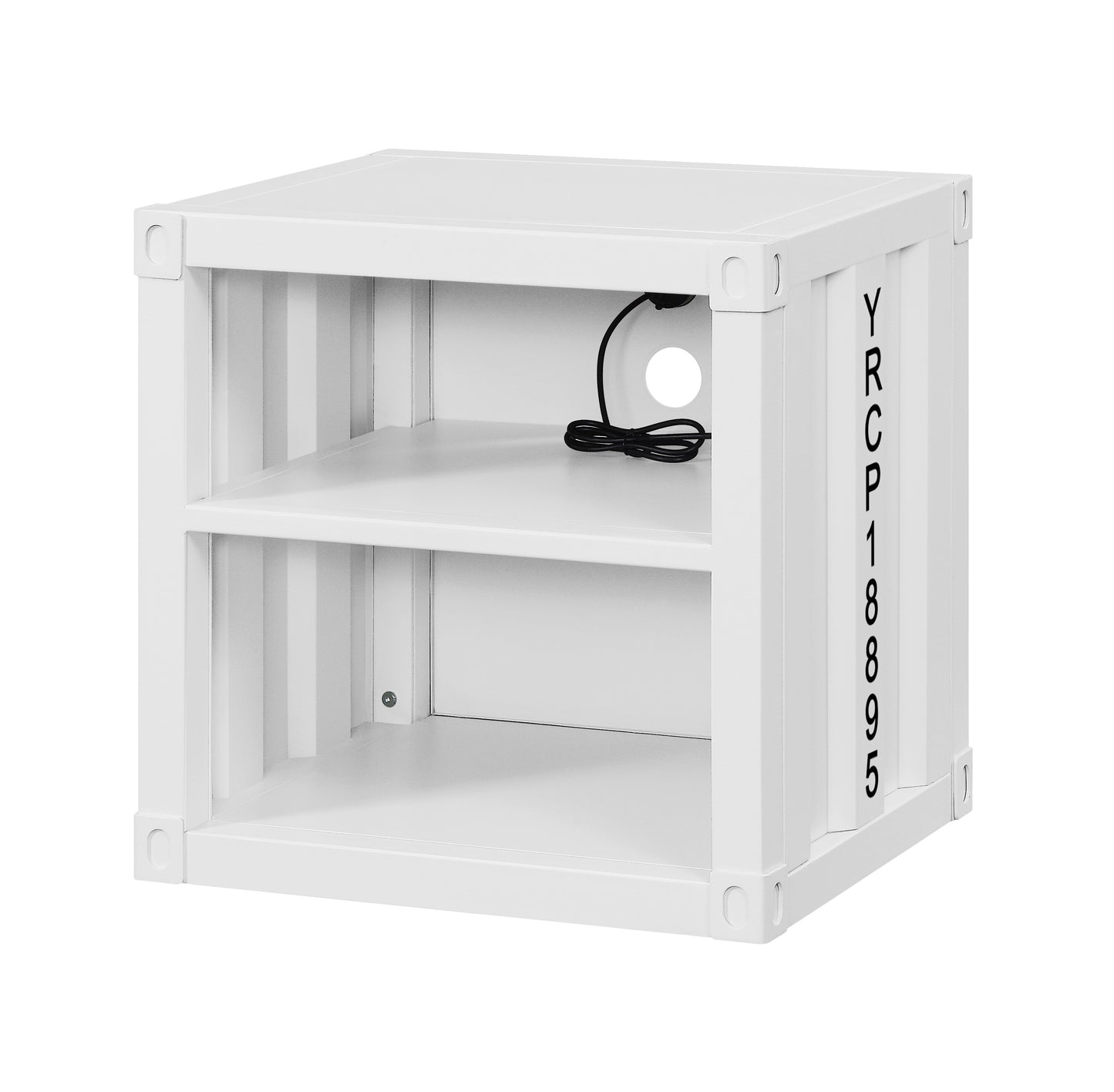Metal Nightstand With 2 Open Compartment And Usb Port, White By Benzara | Nightstands |  Modishstore 