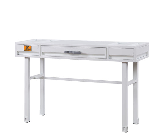 Industrial Style Metal And Wood 1 Drawer Vanity Desk, White By Benzara | Dressers |  Modishstore 