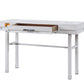 Industrial Style Metal And Wood 1 Drawer Vanity Desk, White By Benzara | Dressers |  Modishstore  - 3