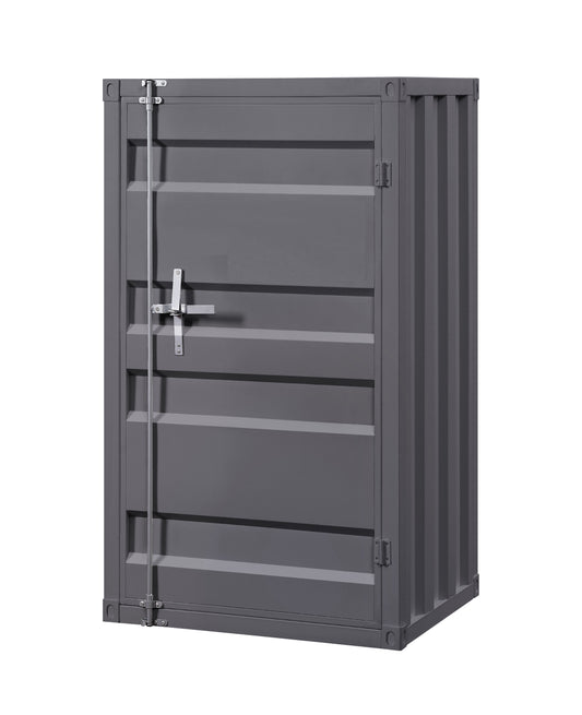 Industrial Style Metal Chest With Recessed Door Front, Gray By Benzara | Cabinets |  Modishstore 