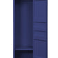 Industrial Style Metal Wardrobe With Recessed Door Front, Blue By Benzara | Armoires & Wardrobes |  Modishstore  - 2