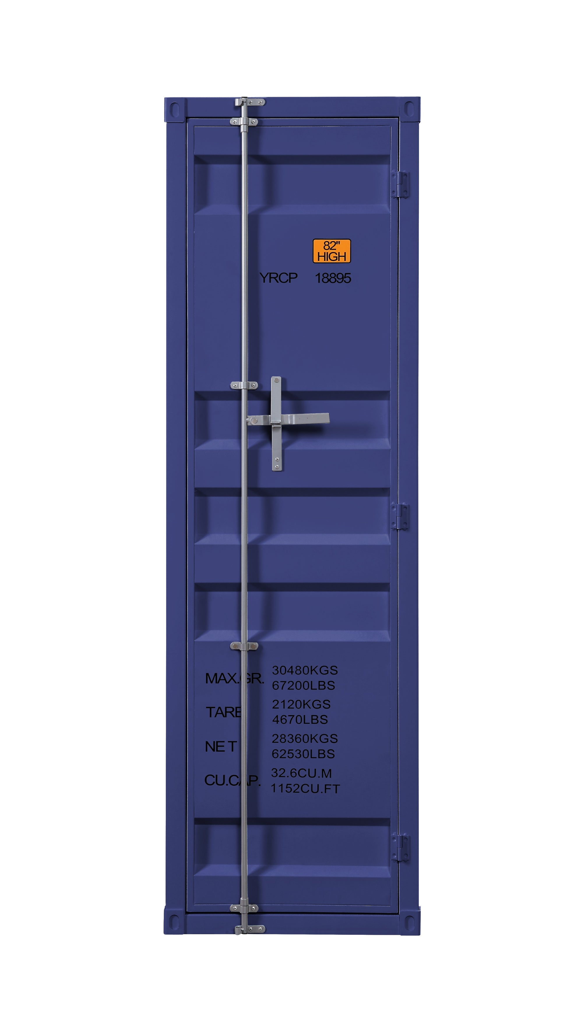 Industrial Style Metal Wardrobe With Recessed Door Front, Blue By Benzara | Armoires & Wardrobes |  Modishstore  - 3