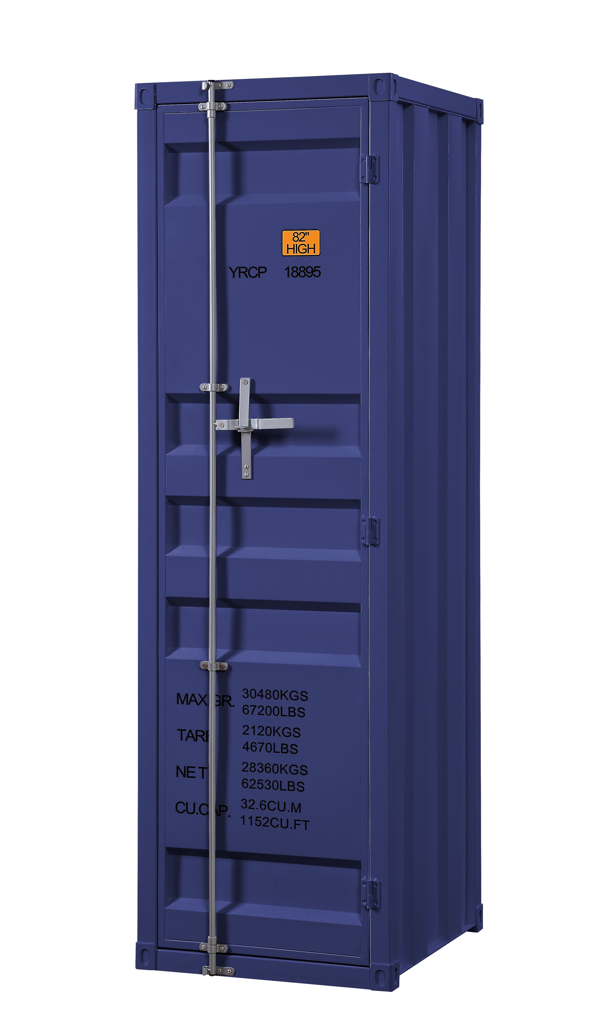 Industrial Style Metal Wardrobe With Recessed Door Front, Blue By Benzara | Armoires & Wardrobes |  Modishstore  - 4