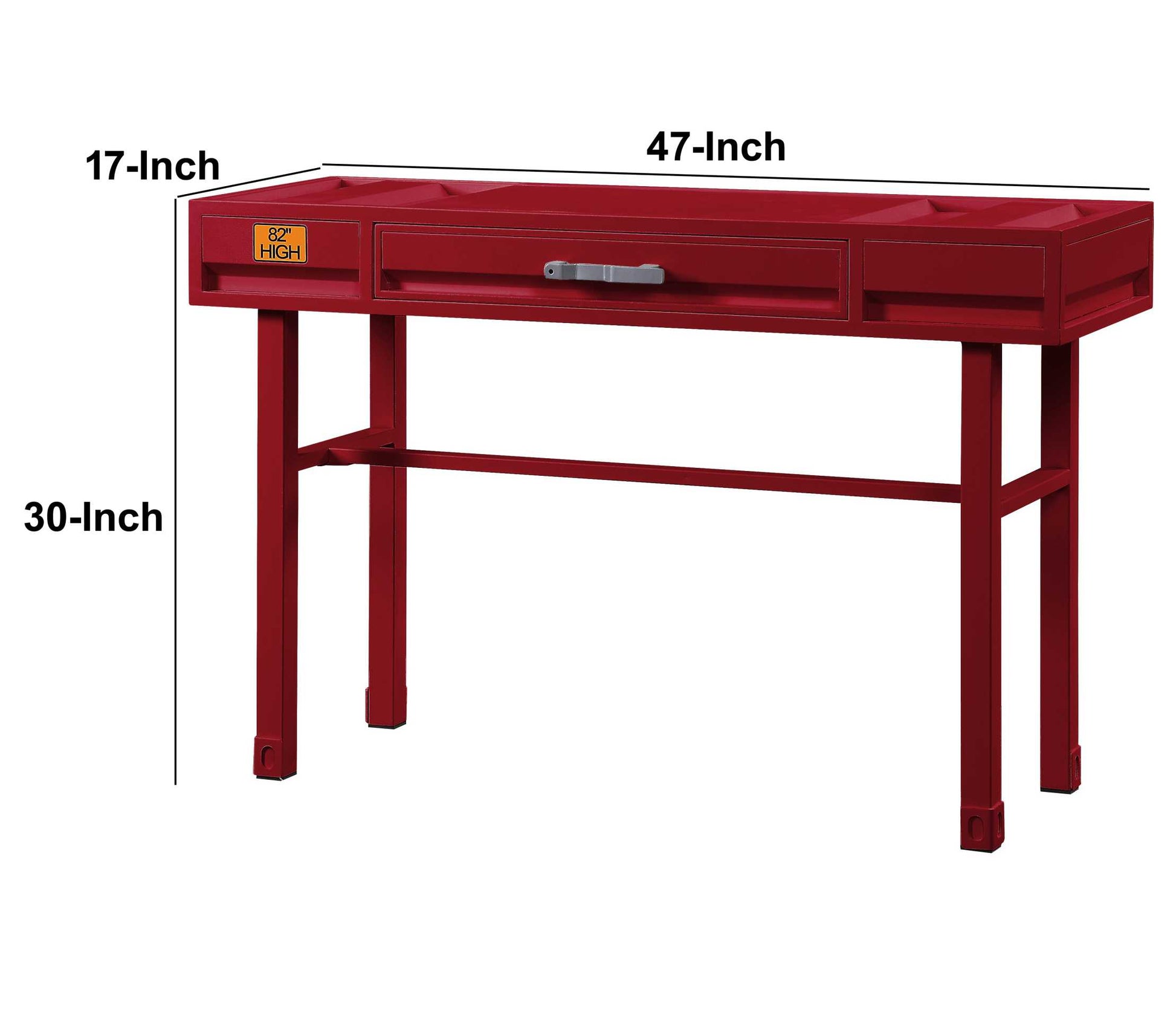 Industrial Style Metal And Wood 1 Drawer Vanity Desk, Red By Benzara | Dressers |  Modishstore  - 2