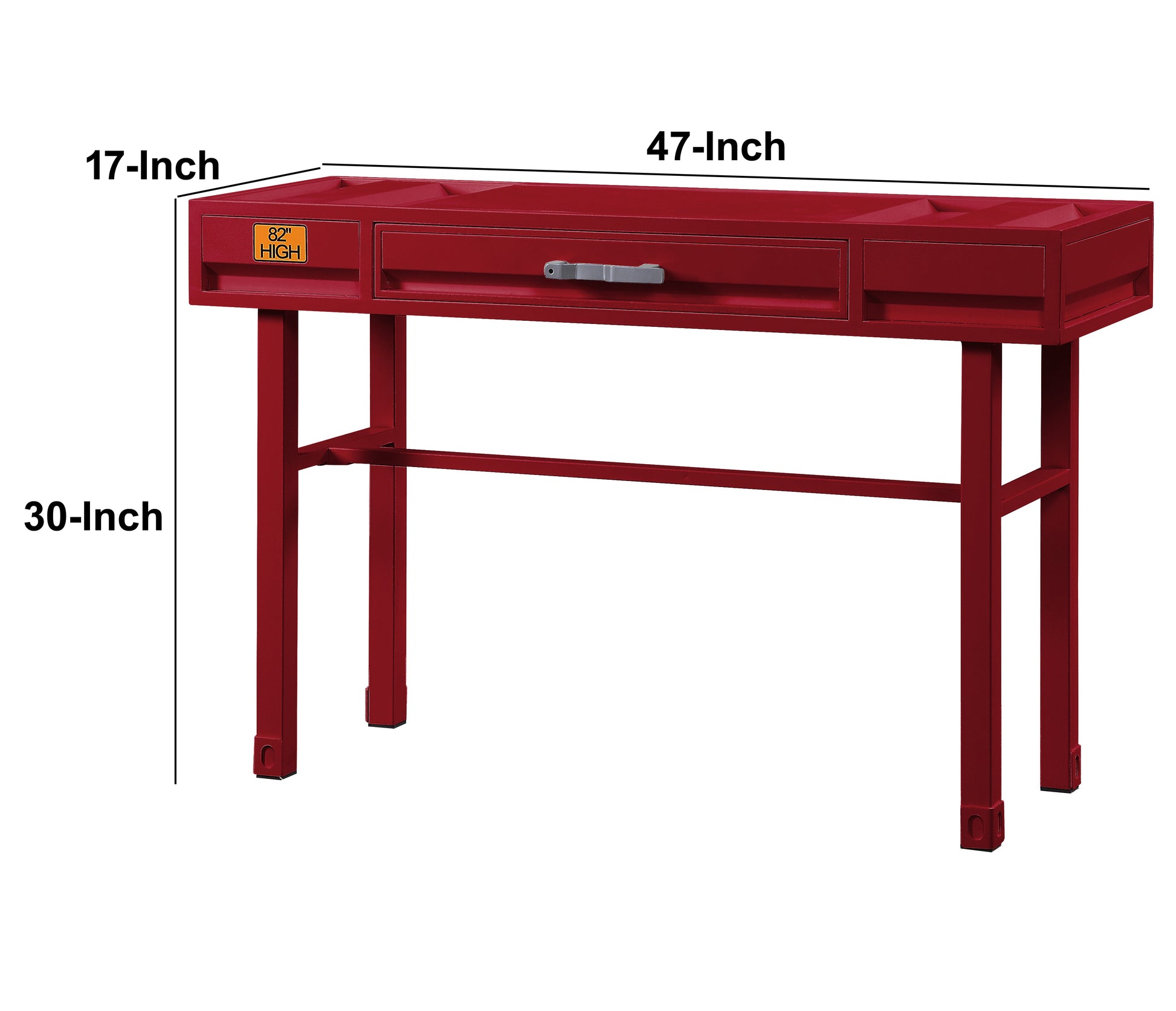 Industrial Style Metal And Wood 1 Drawer Vanity Desk, Red By Benzara | Dressers |  Modishstore  - 6