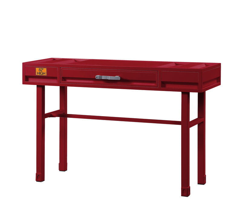 Industrial Style Metal And Wood 1 Drawer Vanity Desk, Red By Benzara | Dressers |  Modishstore 