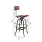 Metal Frame Bar Stool With Corkscrew Swivel Mechanism, Gray And Brown By Benzara | Bar Stools & Table |  Modishstore  - 2