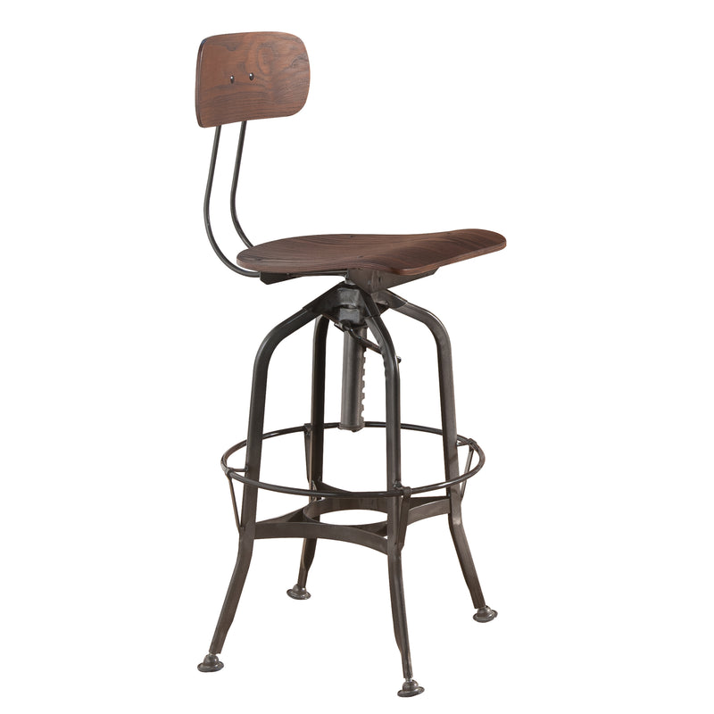 Metal Frame Bar Stool With Corkscrew Swivel Mechanism, Gray And Brown By Benzara | Bar Stools & Table |  Modishstore 